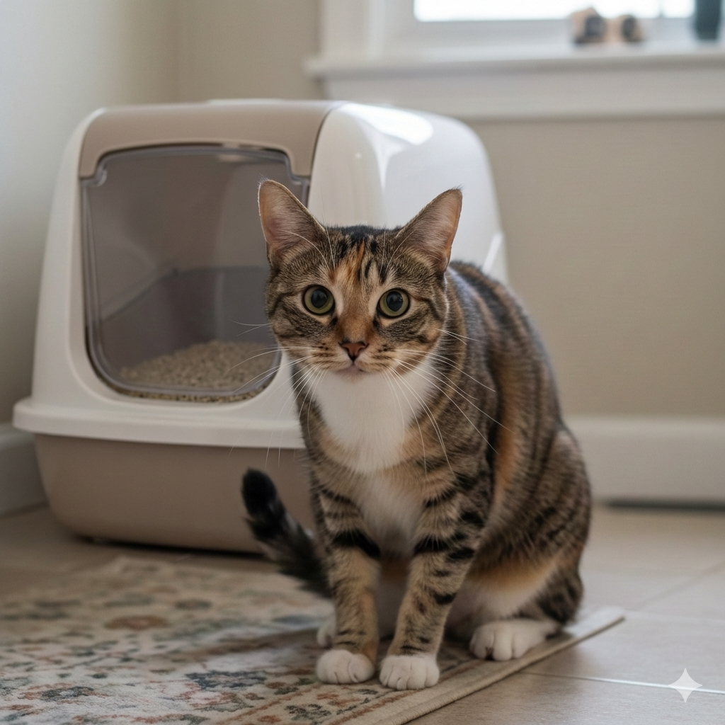 トイレを我慢する猫